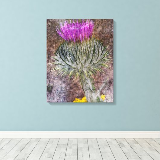 Een Schots Thistle Canvas Afdruk (Insitu (Houten vloer))