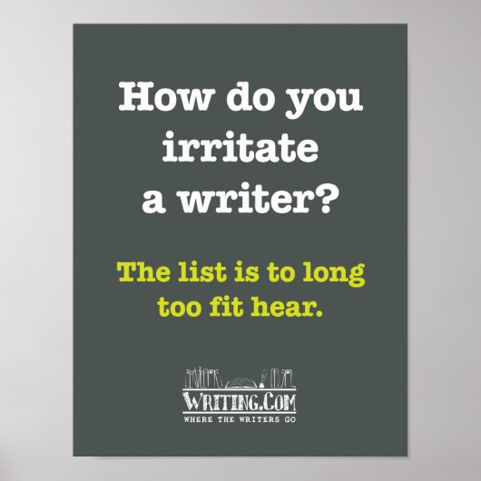 Een schrijver irriteren. poster (Voorkant)