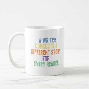 een schrijver verzon een ander verhaal voor elke l koffiemok