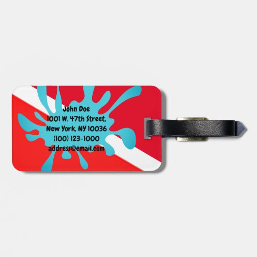 EEN SCHUBA SPLASH.  DIVERS BAGAGELABEL (Achterkant horizontaal)