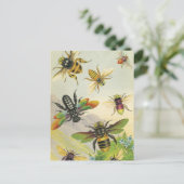 Een schuine rand van mooie bijen Briefkaarten (Staand voorkant)