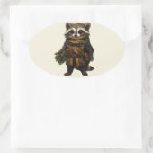 Een schurkachtige wasbeer ovale sticker (Tas)