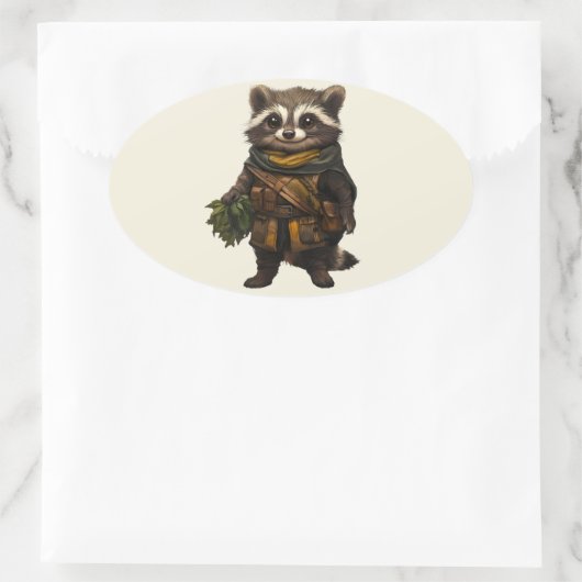 Een schurkachtige wasbeer ovale sticker (Tas)