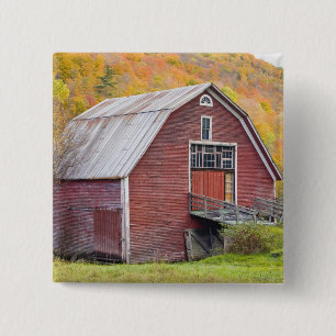Een schuur in de Green Mountains van Vermont. Hanc Vierkante Button 5,1 Cm