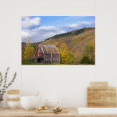 Een schuur in de groene bergen van Vermont. Hancoc Poster (Keuken)
