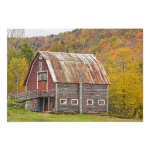 Een schuur in Vermont's Green Mountains. Hancock, Foto Afdruk