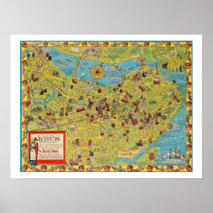 Een Scott-Map van Boston, Massachusetts Poster