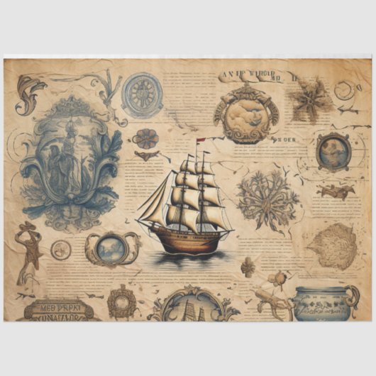 Een Scrappy nautische serie ontwerp 23 Tissuepapier (Voorkant)