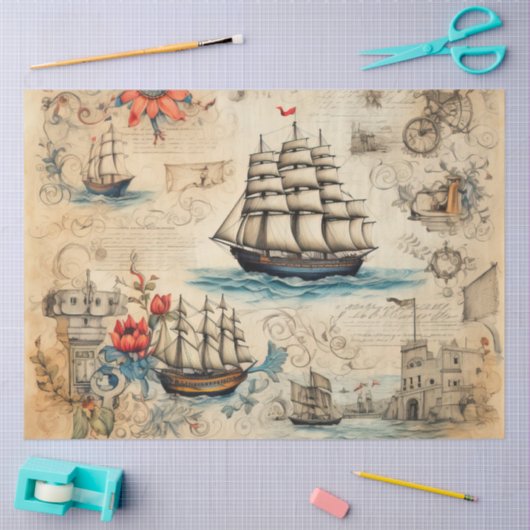 Een Scrappy nautische serie ontwerp 2 Tissuepapier (Craft)