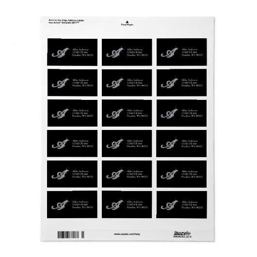 Een Script "Diamond Bling"-label Etiket (Full Sheet)