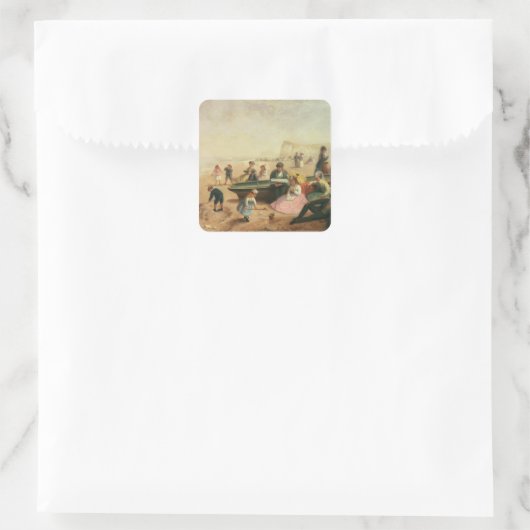 Een seaside-scène vierkante sticker (Tas)