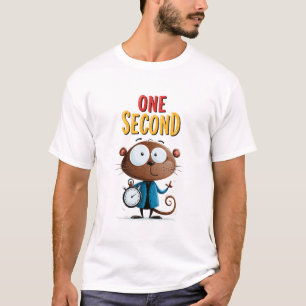 Eén seconde grappige aap kantoorgeestigheidscadeau t-shirt