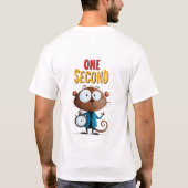 Eén seconde grappige aap kantoorgeestigheidscadeau t-shirt (Achterkant)