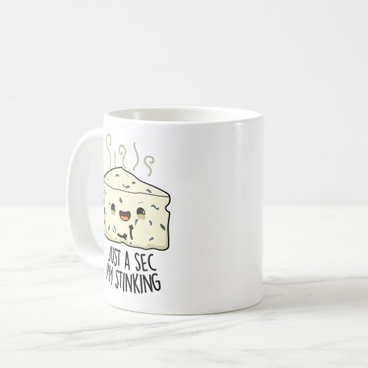 Een seconde maar, ik stink grappige kaaswoordspeli koffiemok (Voorkant links)