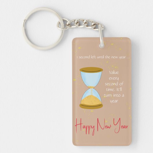 Eén seconde resterend voor Nieuwjaar Hourglass Sleutelhanger (Voorkant)