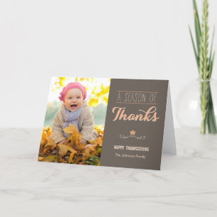 Een Seizoen Bedankt Thanksgiving Fotokaart Feestdagen Kaart