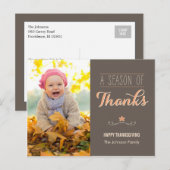Een Seizoen Bedankt Thanksgiving Fotokaart Feestdagenkaart (Voorkant / Achterkant)