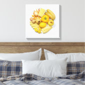 Een selectie van gele groenten en fruit. canvas afdruk (Insitu (Slaapkamer))