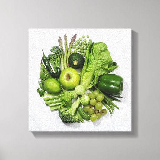 Een selectie van groene groenten en fruit. canvas afdruk (Voorkant)