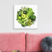 Een selectie van groene groenten en fruit. canvas afdruk (Insitu (Woonkamer))