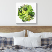 Een selectie van groene groenten en fruit. canvas afdruk (Insitu (Slaapkamer))