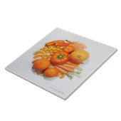 Een selectie van oranje groenten en fruit. tegeltje (Zijkant)