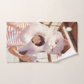 Een selfie met de pluizige reus bad handdoek (Handdoek)