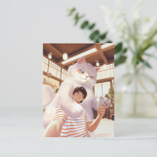 Een selfie met de pluizige reus briefkaart