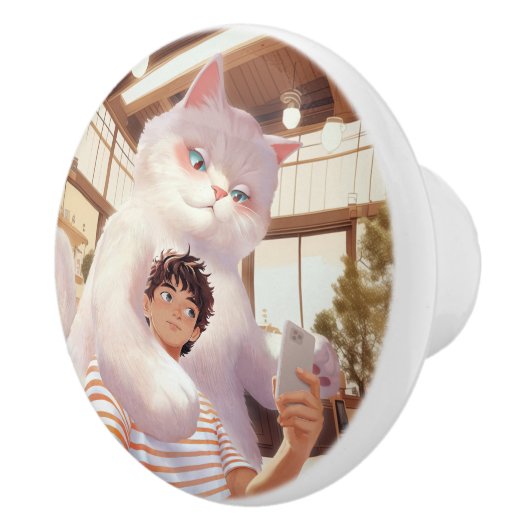 Een selfie met de pluizige reus keramische knop (Rechts)