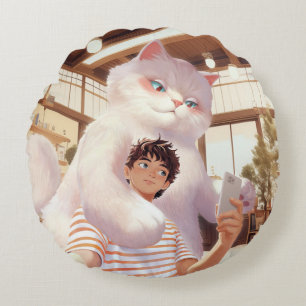 Een selfie met de pluizige reus rond kussen