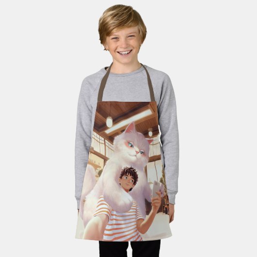 Een selfie met de pluizige reus schort (Gedragen)