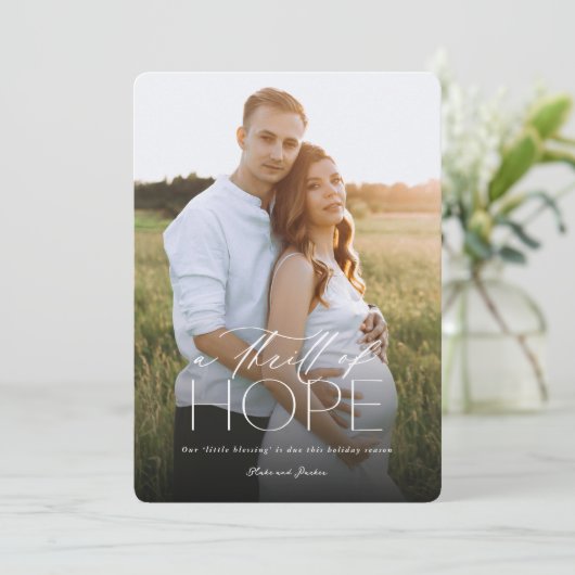 Een sensatie van hoop Foto Zwangerschap Aankondigi Feestdagenkaart (Staand voorkant)