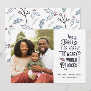 Een sensatie van hoop   Wit Blauw   Moderne foto Feestdagenkaart