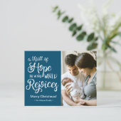 Een sensatie van Hope Blue Christmas Baby Feestdagenkaart (Staand voorkant)