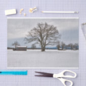 Een Sentinel-boom die de winterschuren op een stil Tissuepapier (Craft)