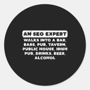 Een SEO-expert loopt grappig digitaal online marke Ronde Sticker