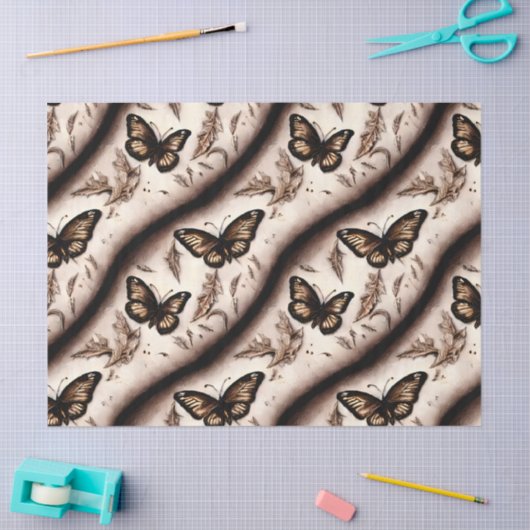 Een Sepia vlinder ontwerp Tissuepapier (Craft)