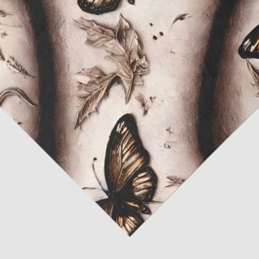 Een Sepia vlinder ontwerp Tissuepapier (Detail)