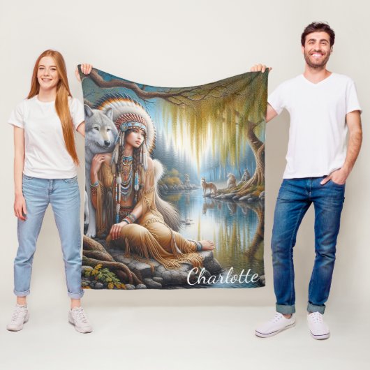 Een sereen moment aan de rivier met een wolf metge fleece deken (In situ)