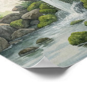 Een serene boswatervalstudie in waterverf poster (Hoek)