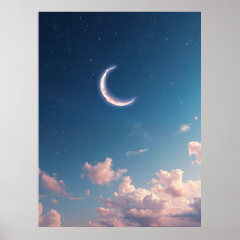 Een serene en mooie halve maan. Gegenereerd door Poster