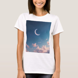Een serene en mooie halve maan t-shirt