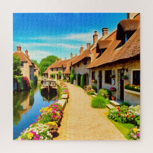 Een serene ontsnapping uit het dorp legpuzzel (Verticaal)
