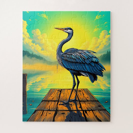 Een serene reiger voor kinderen legpuzzel (Verticaal)