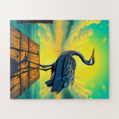 Een serene reiger voor kinderen legpuzzel (Horizontaal)