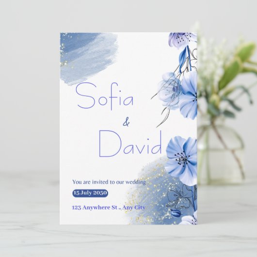 Een serene symfonie van liefde: huwelijksuitnodigi kaart (Staand voorkant)