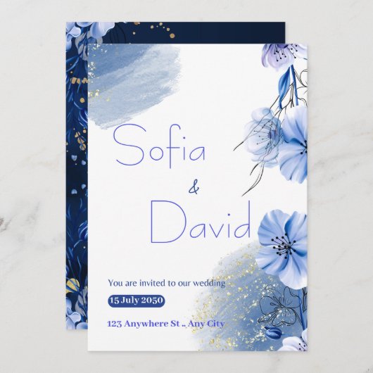 Een serene symfonie van liefde: huwelijksuitnodigi kaart (Voorkant / Achterkant)