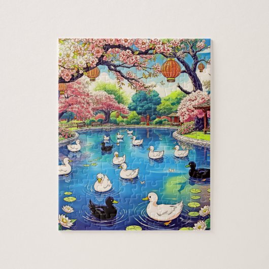 Een serene vijver legpuzzel (Verticaal)