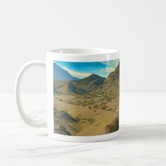 Een serene woestijnvallei koffiemok (Links)