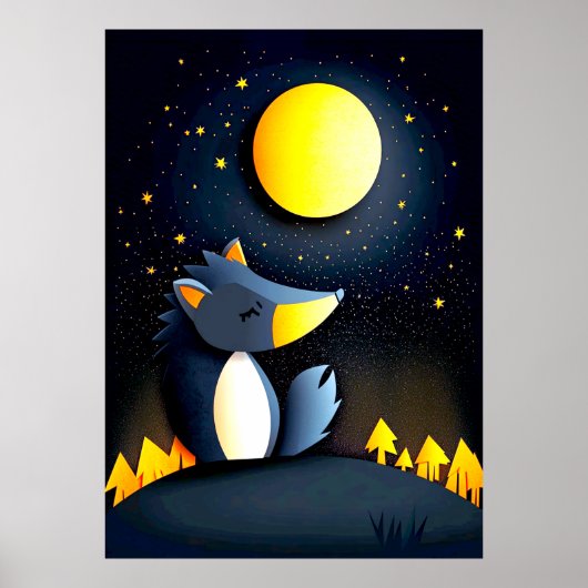Een serene wolf rust op een heuvel poster (Voorkant)